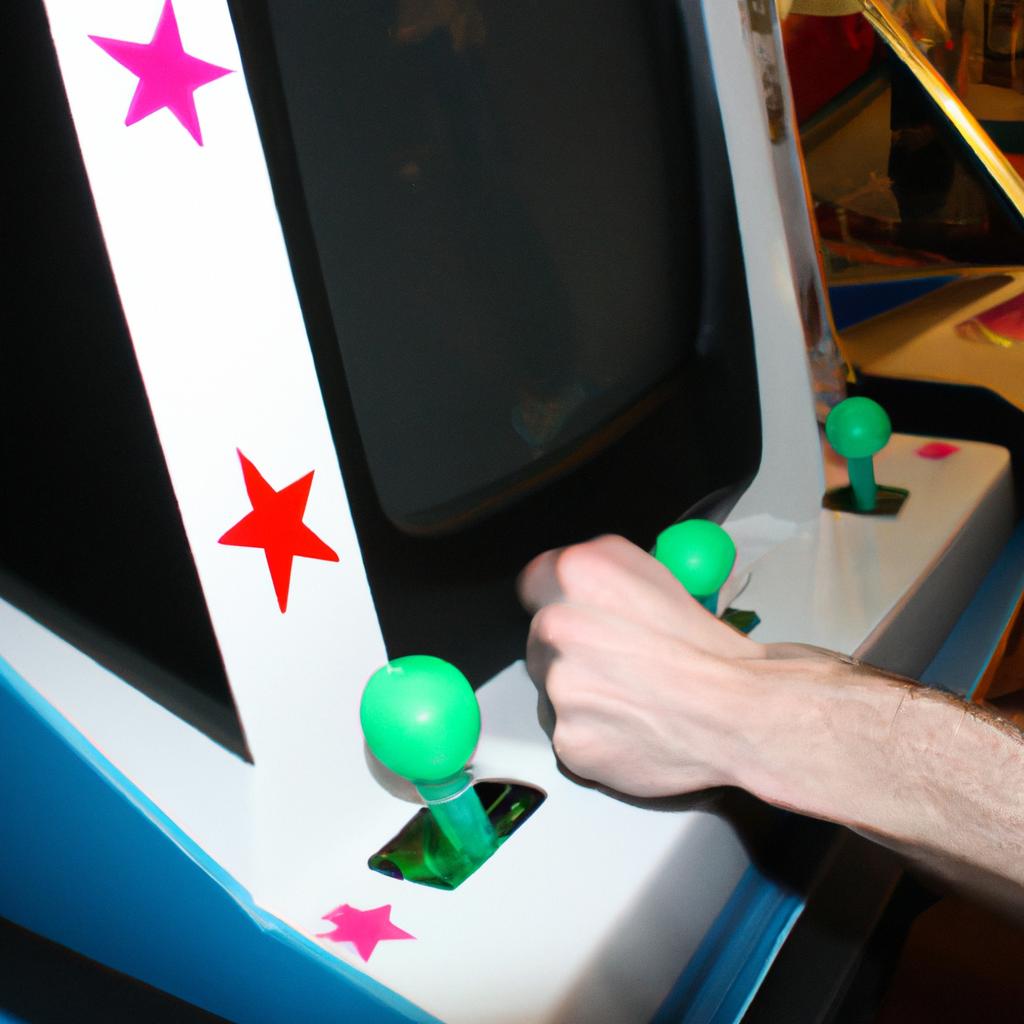 Person operating arcade game machine