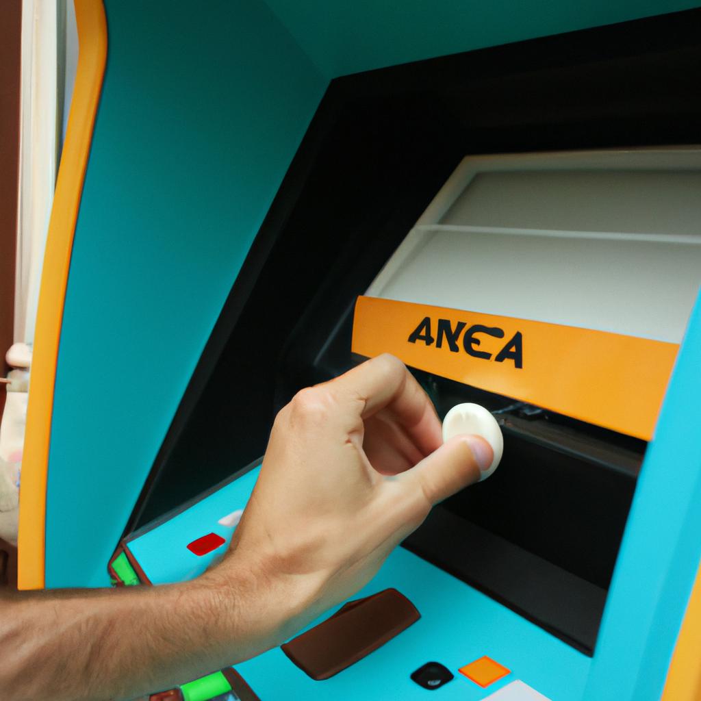 Person inserting token into arcade