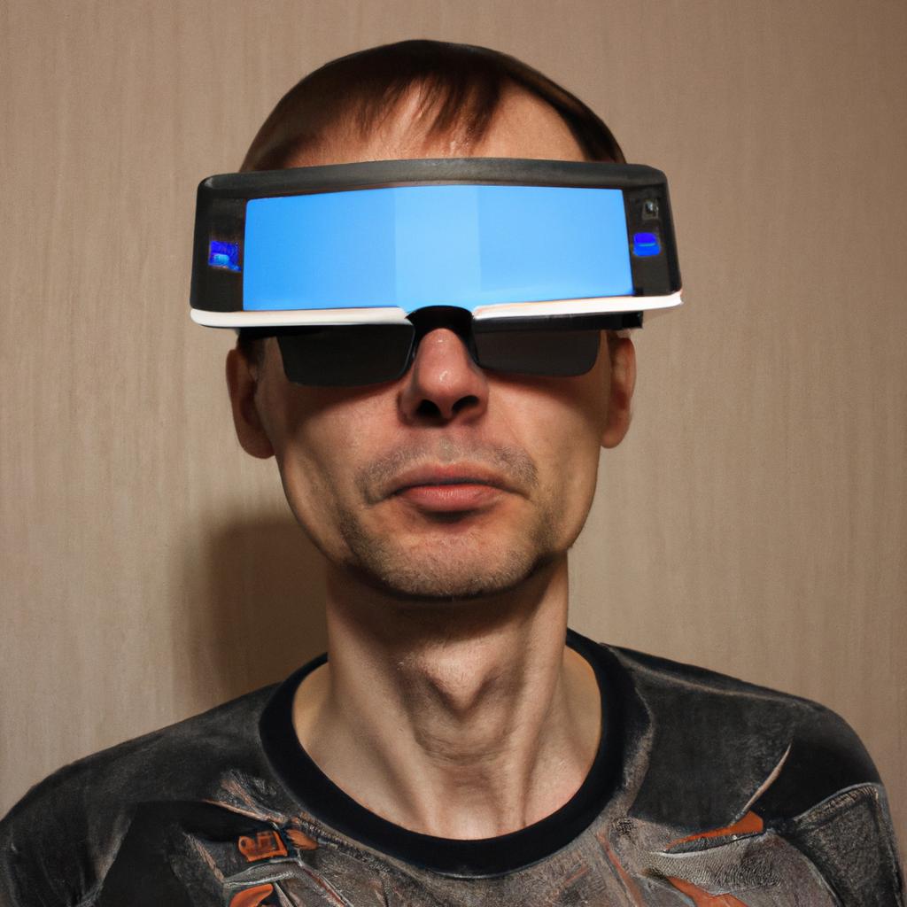 Person wearing augmented reality glasses
