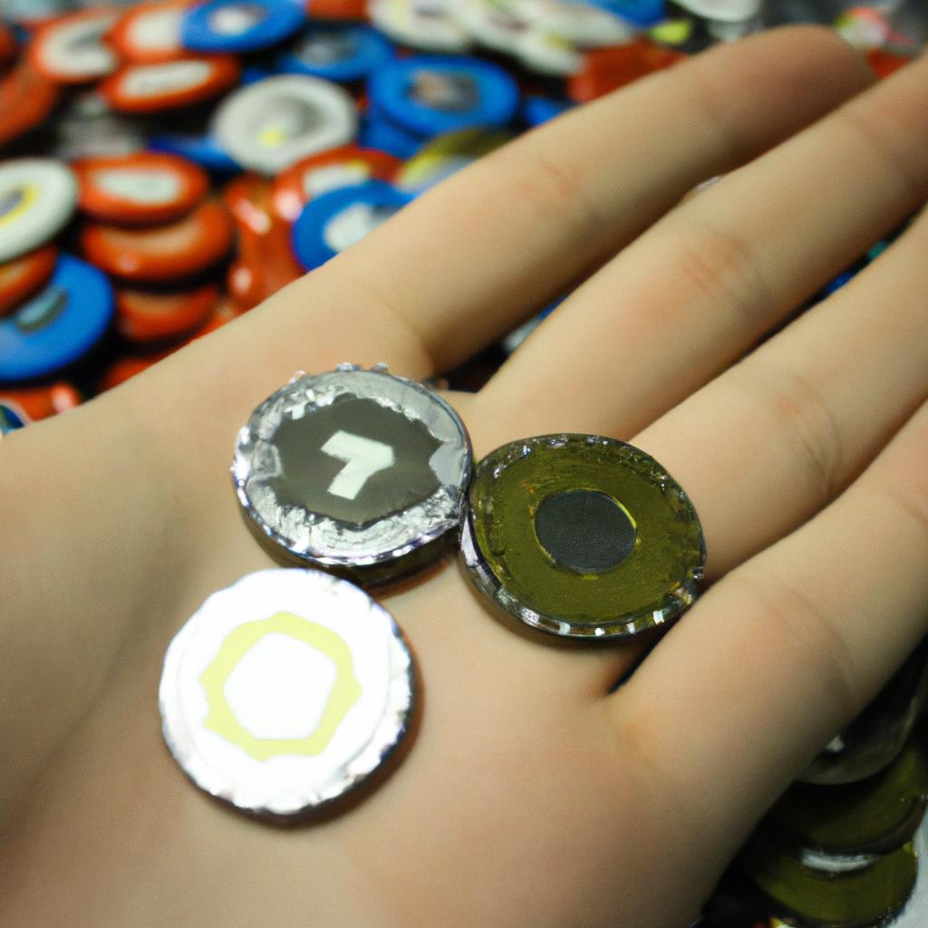 Person holding arcade game tokens