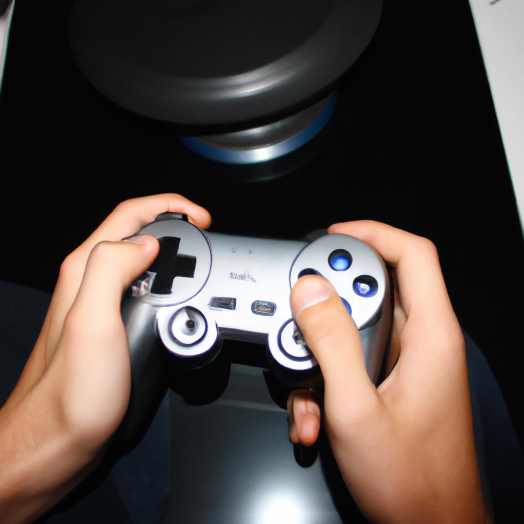 Person playing video game console